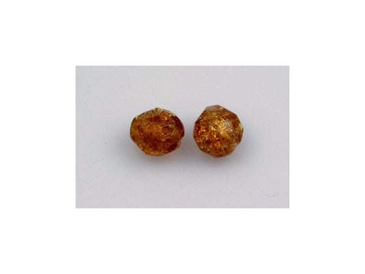 OUTLET 10 grams Faceted Round Fire Polished Beads, 8 x 8 mm, Transparent Orange Cracked (10080-85500), Glass, Japan
