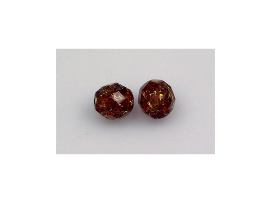 OUTLET 10 grams Faceted Round Fire Polished Beads, 8 x 8 mm, Transparent Brown Cracked (10110-85500), Glass, Czech Republic