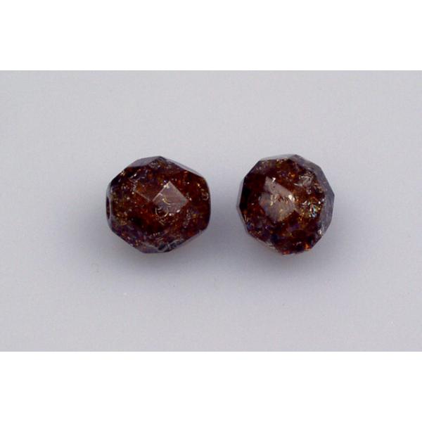 Fire Polished Faceted Beads Round 8 mm, Transparent Brown Cracked (10230-85500), Bohemia Crystal Glass, Czechia 15119001