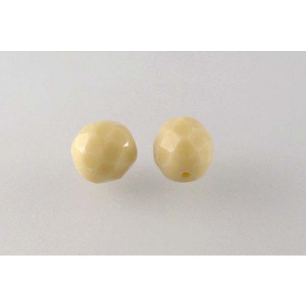 Fire Polished Faceted Beads Round, Opaque Beige (13010), Bohemia Crystal Glass, Czech Republic