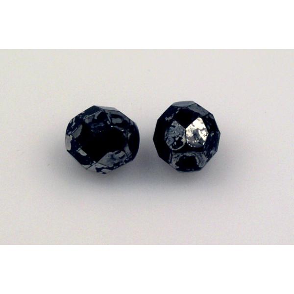 Fire Polished Faceted Beads Round 8 mm, Black Silver Rain (23980-13503), Bohemia Crystal Glass, Czechia 15119001