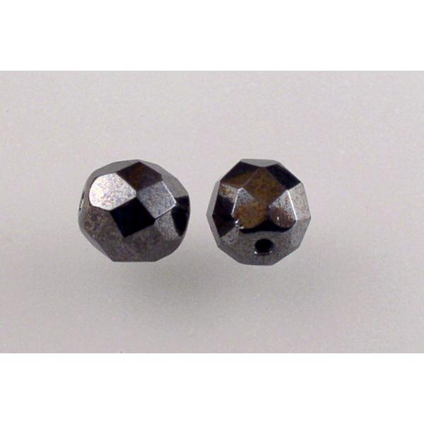 Fire Polished Faceted Beads Round 8 mm, Black Hematite (23980-14400), Bohemia Crystal Glass, Czechia 15119001