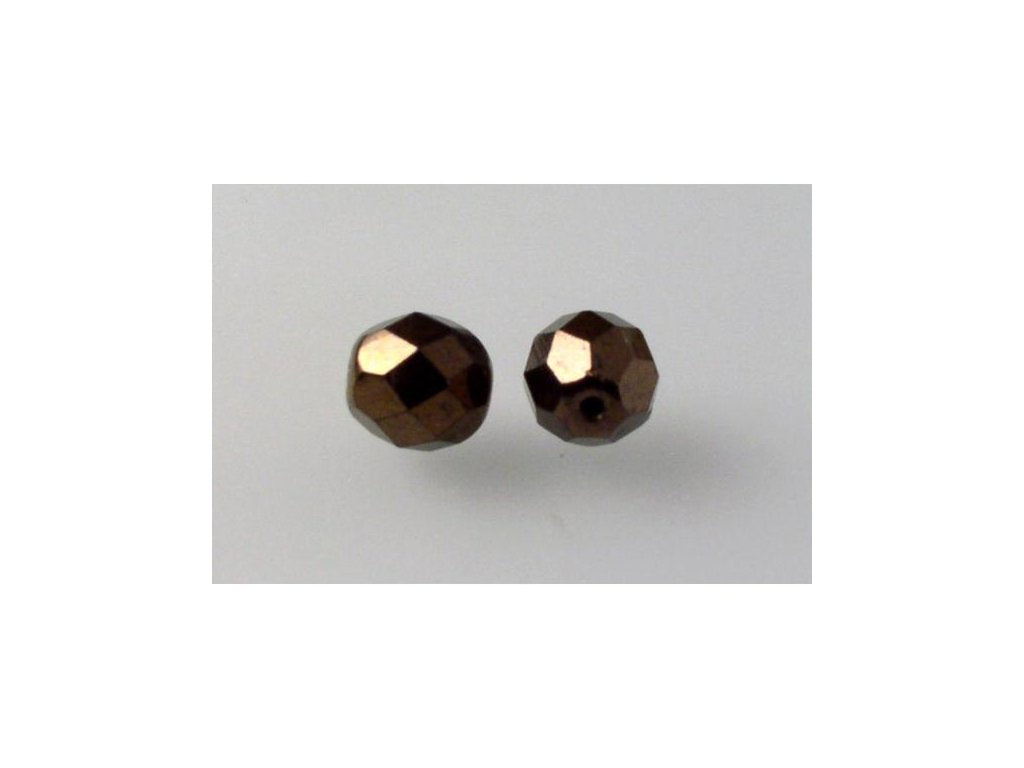 OUTLET 250g Round Faceted Fire Polished Beads, Black Bronze P (23980-14415-P), Glass, Czech Republic