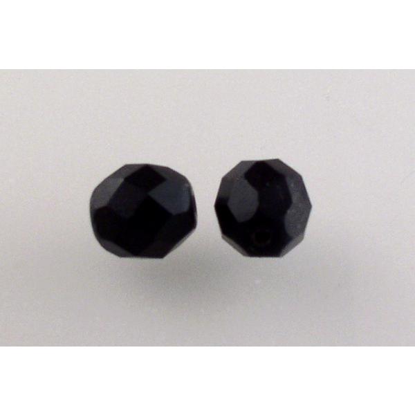 Fire Polished Faceted Beads Round 8 mm, Black Matte (23980-84110), Bohemia Crystal Glass, Czechia 15119001