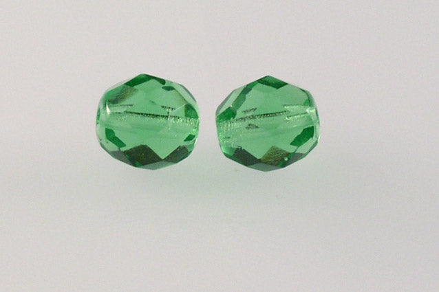 Fire Polished Faceted Beads Round 8 mm, Transparent Green (50110), Bohemia Crystal Glass, Czechia 15119001