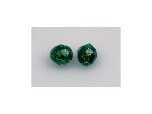 OUTLET 10 grams Faceted Round Fire Polished Beads, 8 x 8 mm, Emerald Green Cracked (50120-85500), Glass, Czech Republic