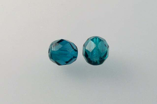 Faceted Round Fire Polished Beads, Transparent Green Emerald (50730), Glass, Czech Republic