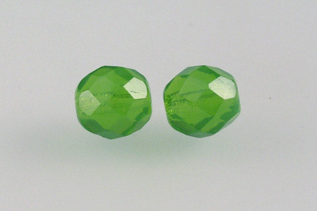 Fire Polished Faceted Beads Round 8 mm, Opal Green (51010), Bohemia Crystal Glass, Czechia 15119001