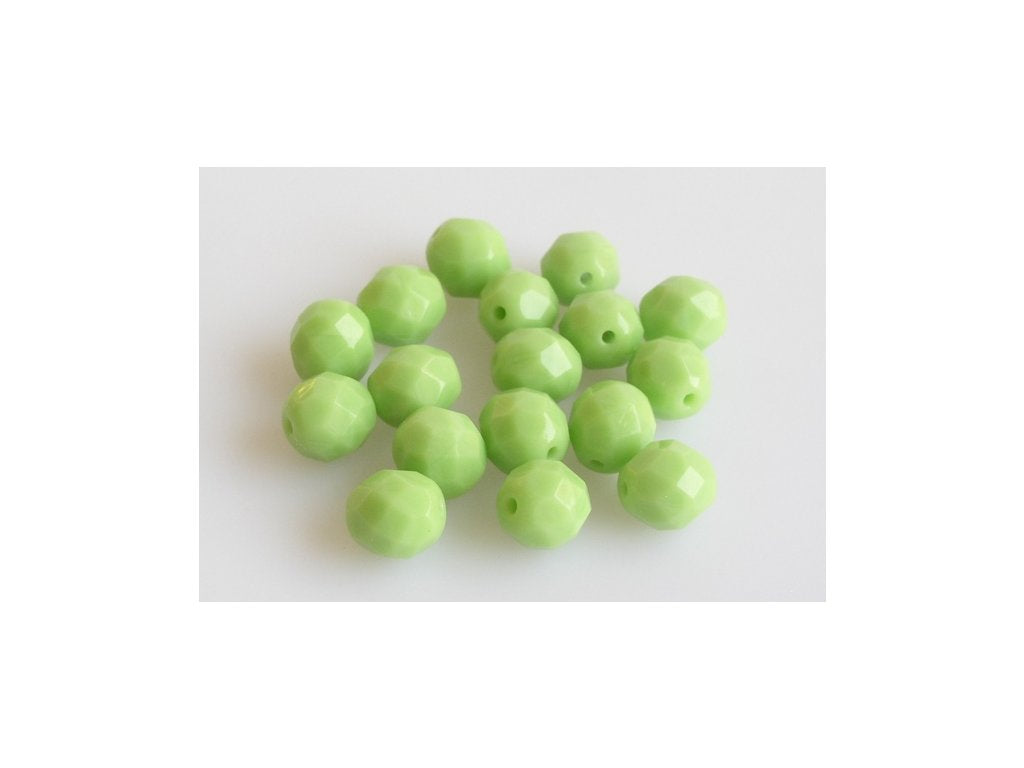 Fire Polished Faceted Beads Round Opaque Green Glass Czech Republic