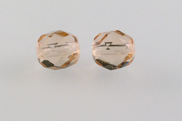 OUTLET 250g Round Faceted Fire Polished Beads, Transparent Pink P Vd (70110-P-vd), Glass, Czech Republic