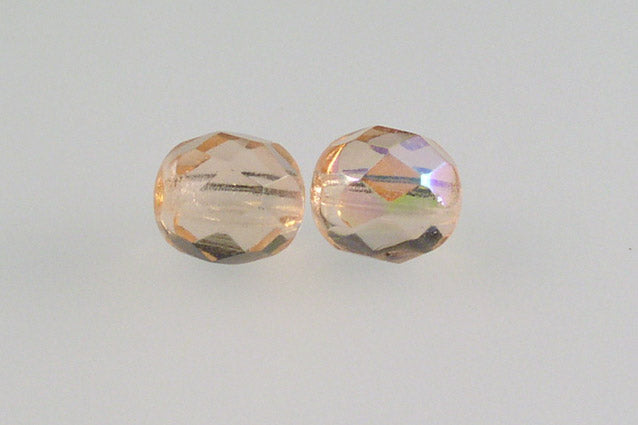 Fire Polished Faceted Beads Round 8 mm, Transparent Pink Ab (70110-28701), Bohemia Crystal Glass, Czechia 15119001