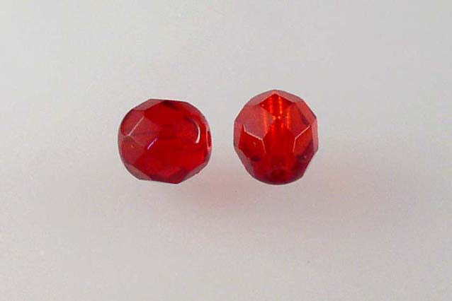 OUTLET 250g Round Faceted Fire Polished Beads, Ruby Red A (90080-A), Glass, Czech Republic