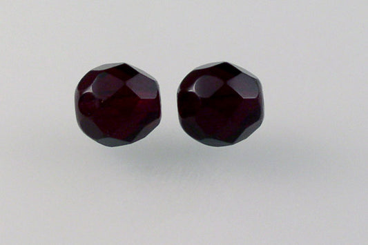 OUTLET 250g Round Faceted Fire Polished Beads, Transparent Red Hematite (90120-14400), Glass, Czech Republic