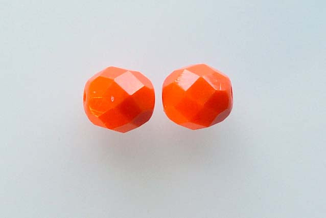 Fire Polished Faceted Beads Round 8 mm, Deep Orange (93140), Bohemia Crystal Glass, Czechia 15119001