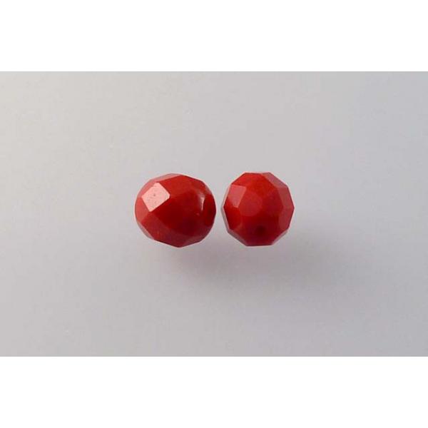 Faceted Round Fire Polished Beads, Opaque Red (93200), Glass, Czech Republic