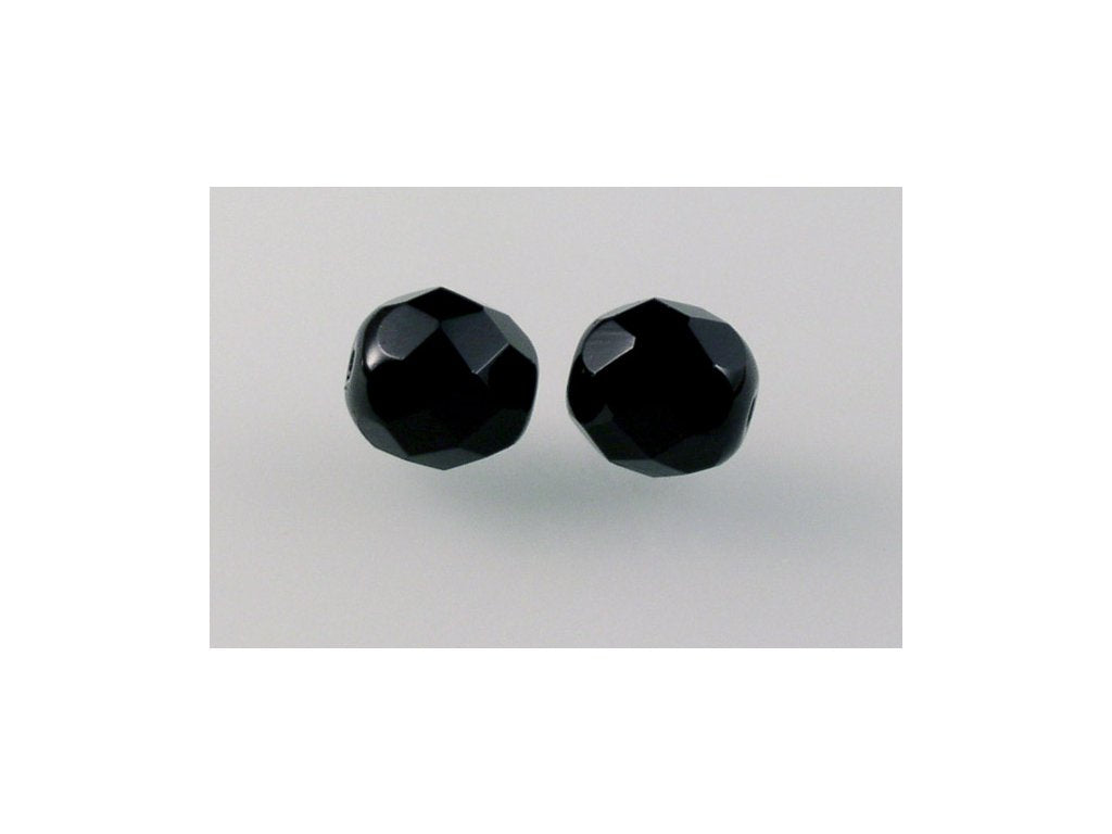 Fire Polished Faceted Beads Round Black Glass Czech Republic