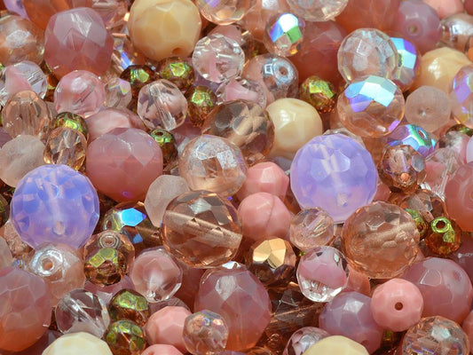 Faceted Round Fire Polished Beads, Ruzovy (RUZOVY), Glass, Czech Republic