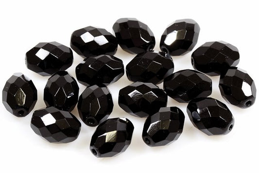 OUTLET 250g Olive Oval Faceted Fire Polished Beads, Black Brown Iris (23980-21415), Glass, Czech Republic