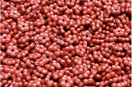 Forget Me Not Beads, Red Terracotta Blue (93180-15464), Glass, Czech Republic