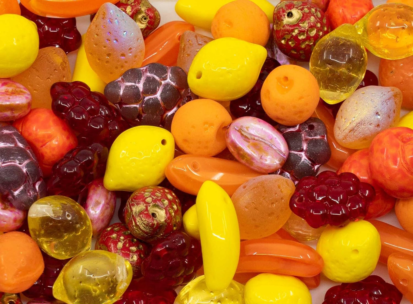 Fruit Czech Glass Bead Mix with Lemon, Banana, Grape, Coffee and Other Fruit Beads