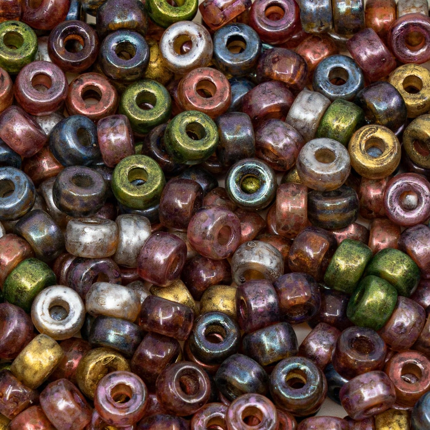 Mix of Big Pony Bagel Czech Glass Beads, 6mm, Dark Mix