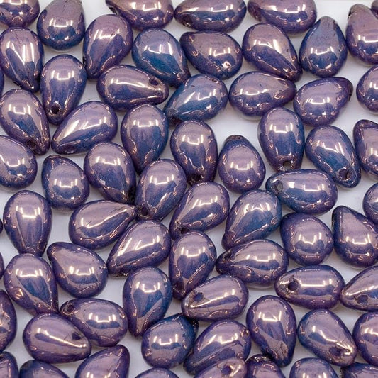 OUTLET 10 grams Drop Beads, 6 x 9 mm, Opal White Bronze (01000-14415), Glass, Czech Republic