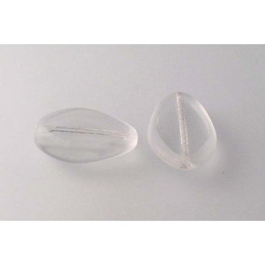 Table Cut Semi-Oval Beads, Crystal (00030), Glass, Czech Republic