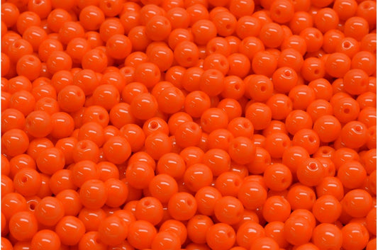 Round Druck Beads, Opaque Orange (93130), Glass, Czech Republic