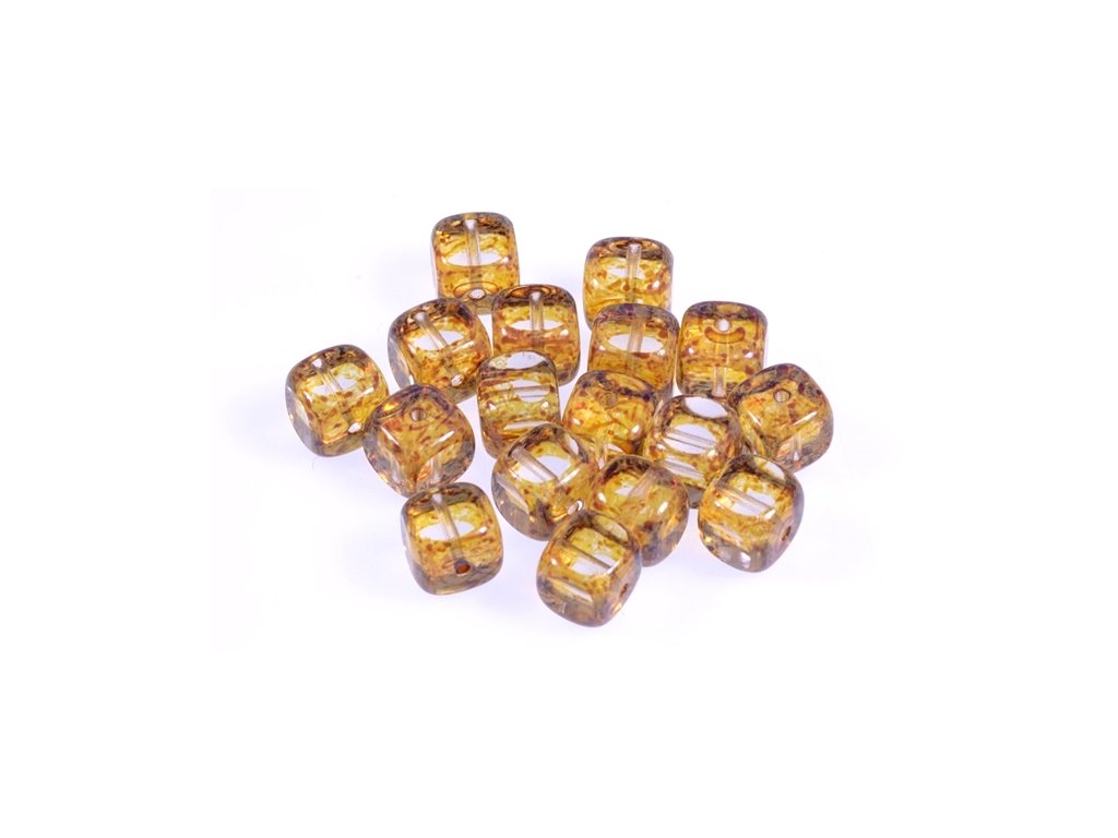 OUTLET 10 grams Tabe Cut Cube Beads, Crystal Travertin (00030-86800), Glass, Czech Republic