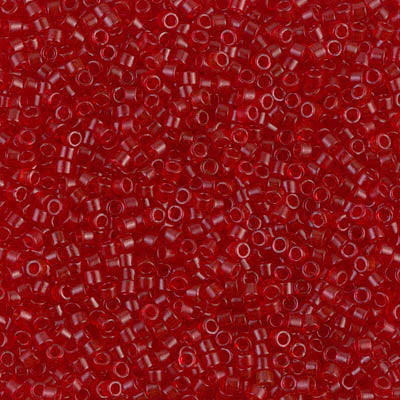 MIYUKI Delica Rocailles Seed Beads, Dyed Sf Transp Red (DB0774), Glass, Japan