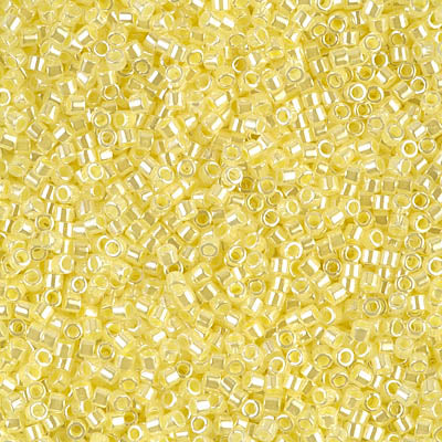 MIYUKI Delica Rocailles Seed Beads, Lined Crystal Pale Yellow Luster (DB0232), Glass, Japan