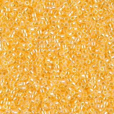 MIYUKI Delica Rocailles Seed Beads, Lined Crystal Yellow Luster (DB0233), Glass, Japan