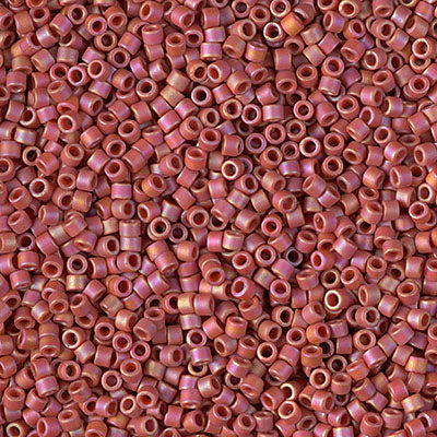 MIYUKI Delica Rocailles Seed Beads, Matted Opq Glazed Carnelian Ab (DB2306), Glass, Japan