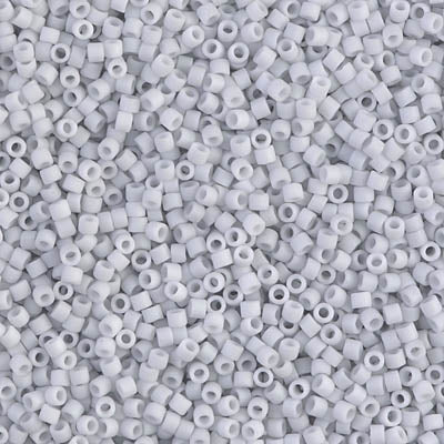 MIYUKI Delica Rocailles Seed Beads, Matted Opq Pale Blue Grey (DB0357), Glass, Japan