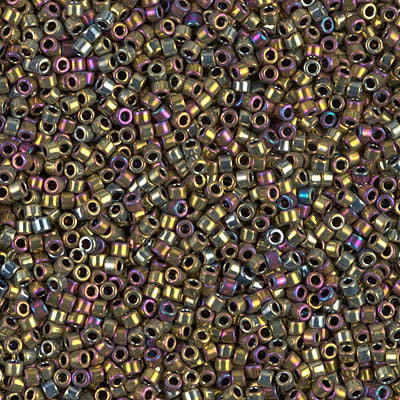 MIYUKI Delica Rocailles Seed Beads, Metallic Golden Olive Iris (DB0029), Glass, Japan