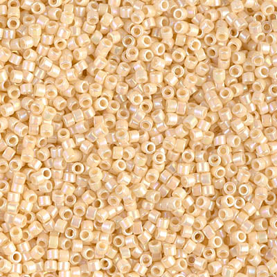 MIYUKI Delica Rocailles Seed Beads, Opaque Cream Ab (DB0157), Glass, Japan