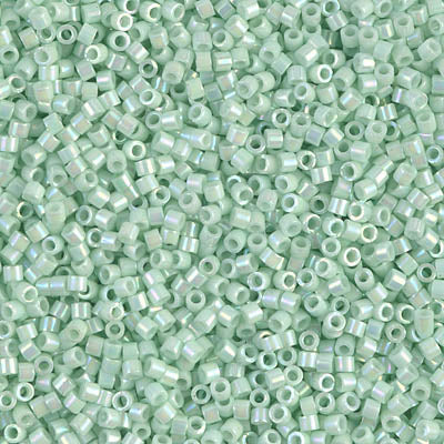 MIYUKI Delica Rocailles Seed Beads, Opaque Lt. Mint Ab (DB1506), Glass, Japan