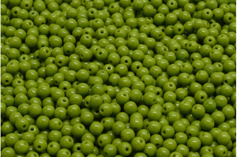 Round Druck Beads, Green (53420), Glass, Czech Republic