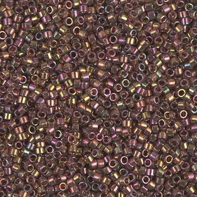 MIYUKI Delica Rocailles Seed Beads, Pink Luster Lt. Olive (DB0126), Glass, Japan