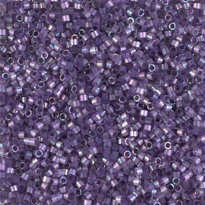 MIYUKI Delica Rocailles Seed Beads, Silk Inside Dyed Dk. Orchid Ab (DB1881), Glass, Japan