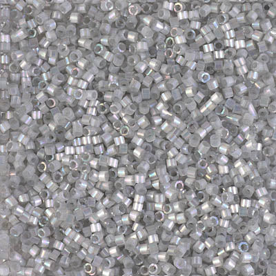 MIYUKI Delica Rocailles Seed Beads, Silk Inside Dyed Smoke Grey Ab (DB1871), Glass, Japan