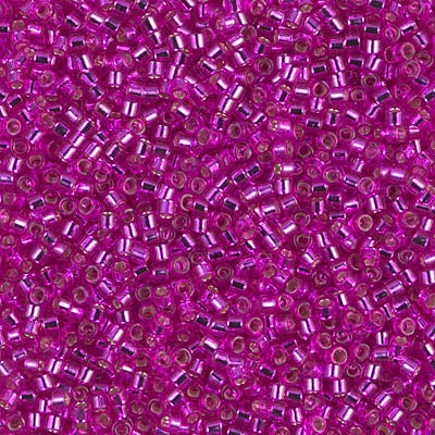 MIYUKI Delica Rocailles Seed Beads, Silver Lined Bright Fuchsia Dyed (DB1340), Glass, Japan