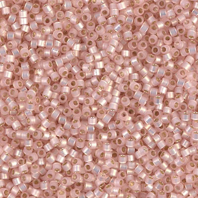 MIYUKI Delica Rocailles Seed Beads, Silver Lined Lt. Pink Alabaster Dyed (DB0624), Glass, Japan