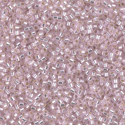 MIYUKI Delica Rocailles Seed Beads, Silver Lined Lt. Pink Dyed (DB1335), Glass, Japan