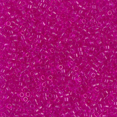 MIYUKI Delica Rocailles Seed Beads, Transp Fuchsia Dyed (DB1310), Glass, Japan