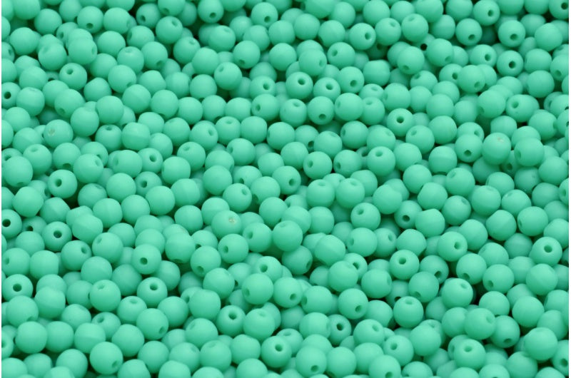 Round Druck Beads, Turquoise Matte (63130-84100), Glass, Czech Republic