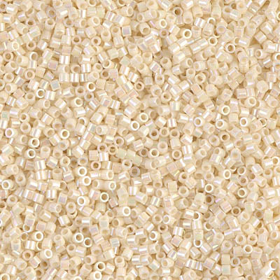 MIYUKI Delica Rocailles Seed Beads, Opaque Cream Ab (DB0157), Glass, Japan