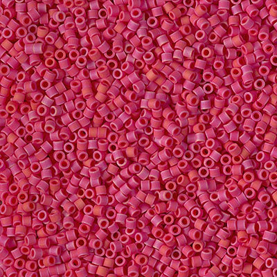 MIYUKI Delica Rocailles Seed Beads, Opaque Red Ab Matted (DBS0362), Glass, Japan