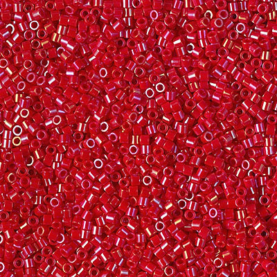 MIYUKI Delica Rocailles Seed Beads, Opaque Red Luster (DBS0214), Glass, Japan