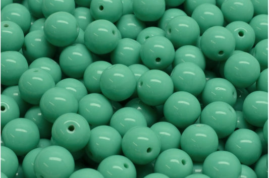 Round Druck Beads, Turquoise (63130), Glass, Czech Republic